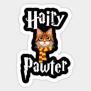 Hairy Pawter Funny Hairy Paw Cat Lover Cute Hairy Cat Head Sticker